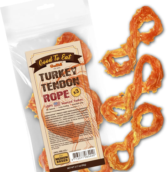 Gootoe Turkey Tendons for Dogs –All-Natural, Hypoallergenic Dog Treats, Rawhide Alternative, Long