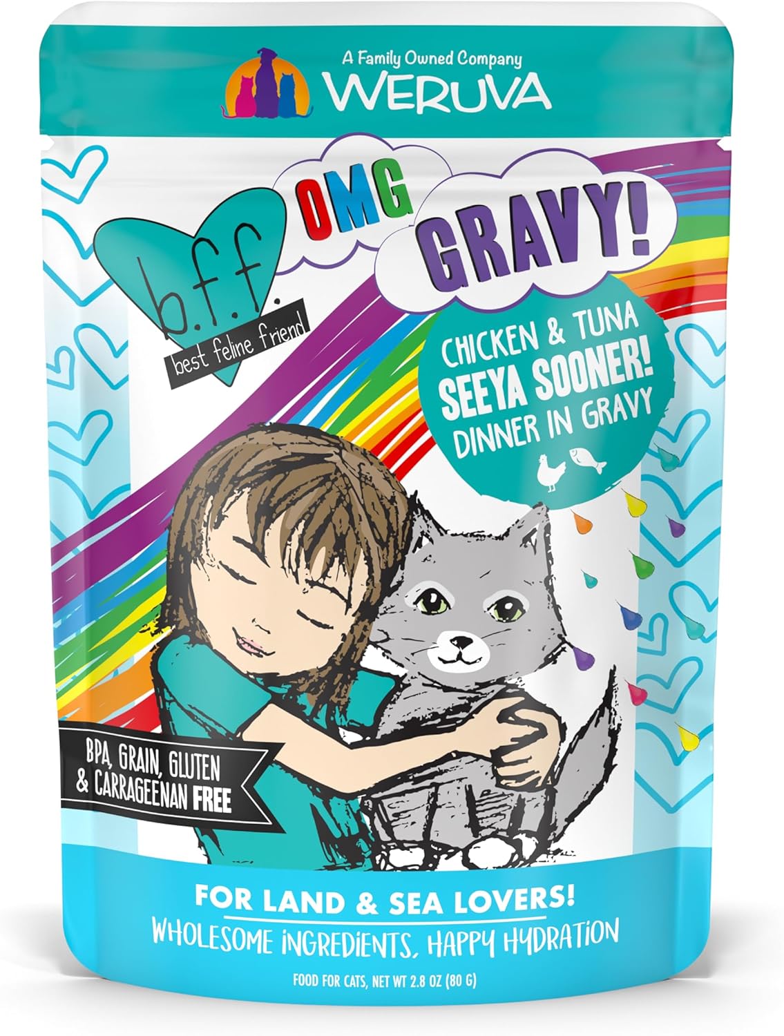 Weruva B.F.F. OMG - Best Feline Friend Oh My Gravy!, Seeya Sooner! with Chicken & Tuna in Gravy Cat