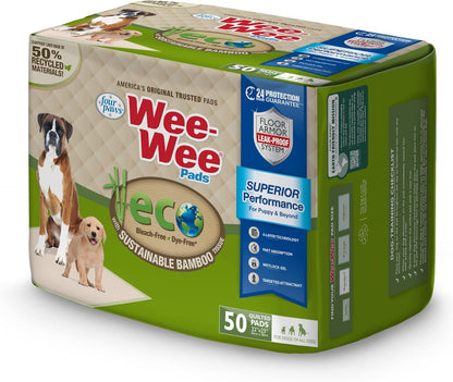 Four Paws Wee-Wee Superior Performance Bamboo Pee Pads for Dogs, Earth Friendly Dog & Puppy Potty