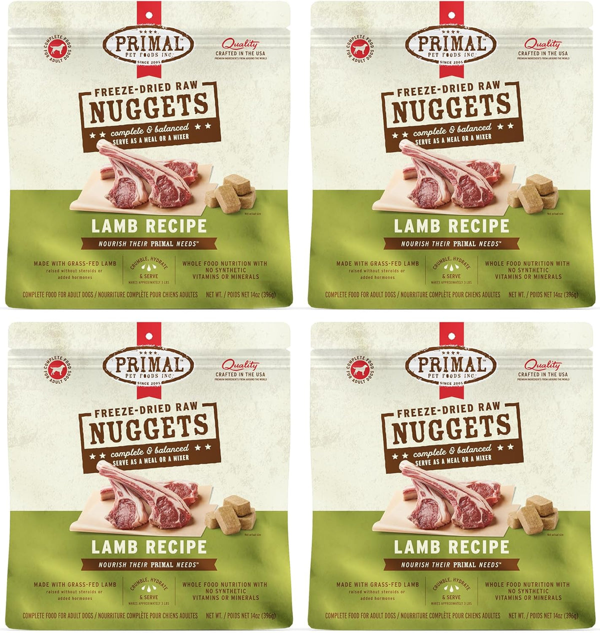 Primal Freeze Dried Raw Dog Food Nuggets, Lamb, Complete & Balanced Meal, Also Use as Topper or