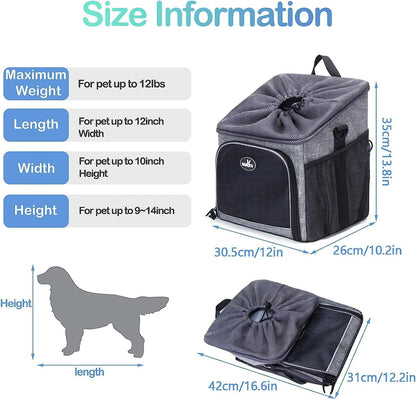 Dog Bike Basket Carrier, Pet Bicycle Front Carrier Backpack for Bike Riding Foldable Removable