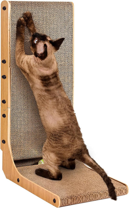 EHEYCIGA Cardboard Cat Scratcher for Indoor Cats, 26.8 Inch L Shaped Vertical Cat Scratching Board
