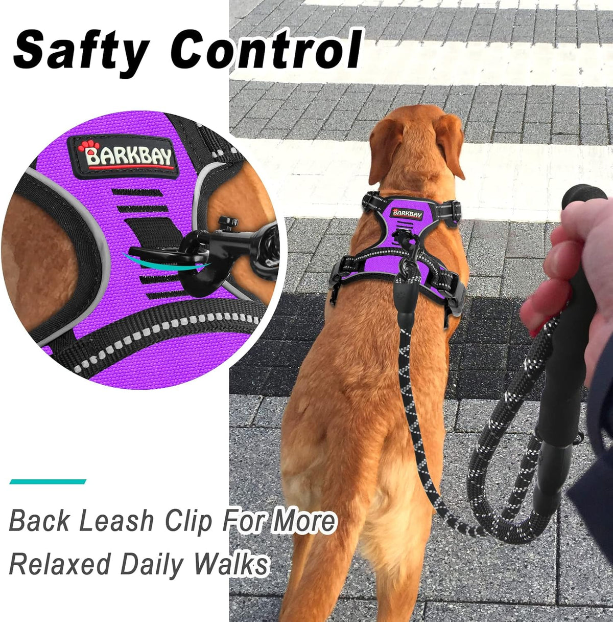 BARKBAY No Pull Dog Harness Large Step in Reflective Dog Harness with Front Clip and Easy Control