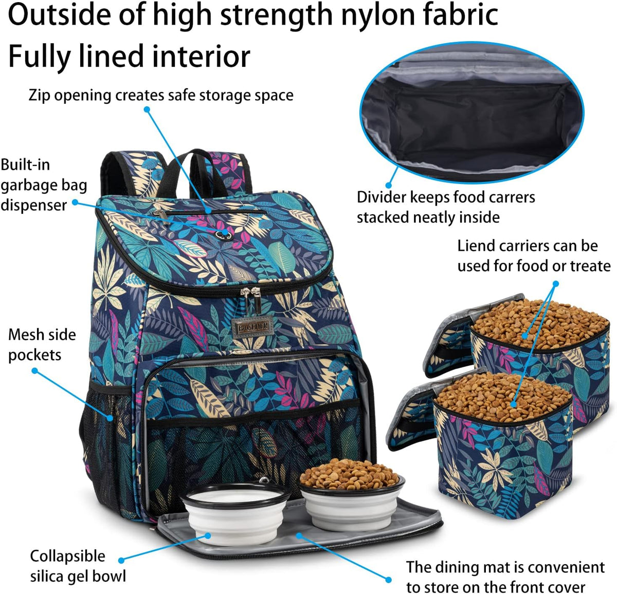 BAGLHER丨Dog Travel Bag, Airline Approved Pet Supplies Backpack, Dog Travel Backpack with 2 Silicone
