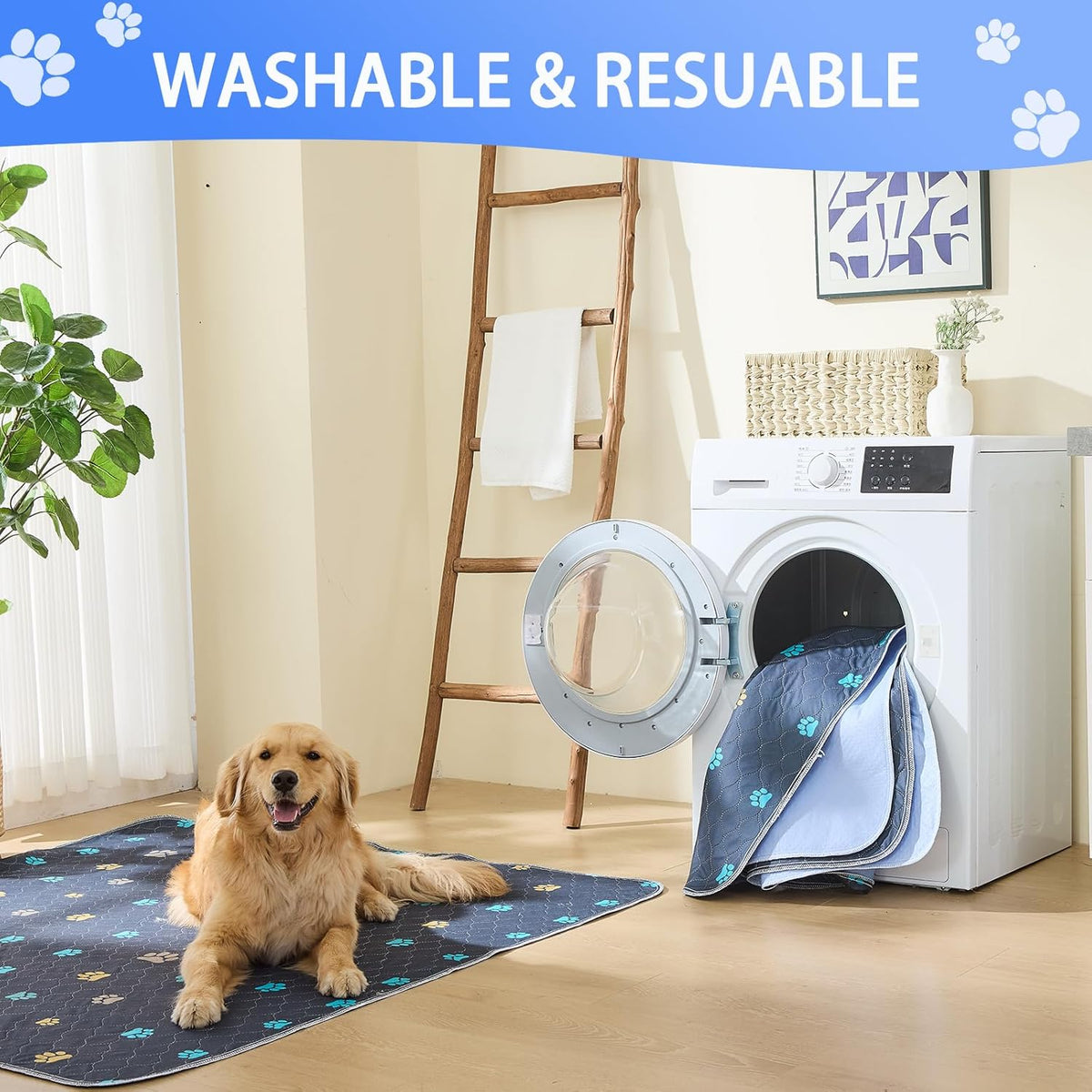 Aitmexcn Washable Puppy Dog Pee Pad, 2PCS 100% Waterproof Whelping Training Mat for Puppy/Senior