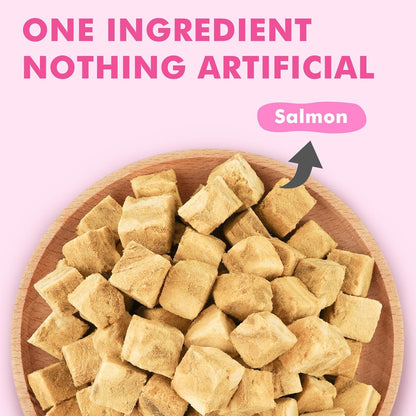 Freeze Dried Cats & Dogs Raw Treats, All Natural Single Ingredient Salmon, High Protein Healthy Pet