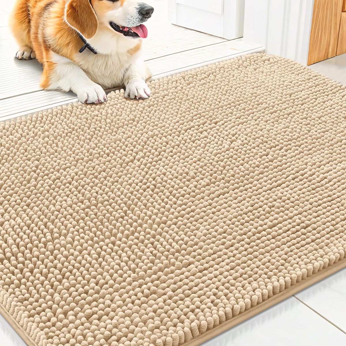 Smiry Dog Door Mat for Muddy Paws 30x20, Absorbs Moisture and Dirt Doormat, Non-Slip Washable Quick