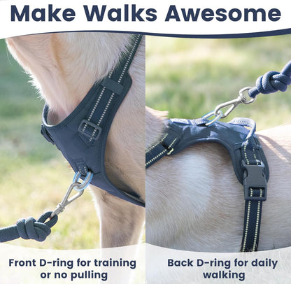 No Pull Dog Harness, Reflective Puppy Vest for Small Medium Large Sized Dog(Prussian Blue,M)