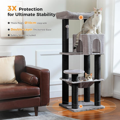 Large Cat Tree with Reinforced Scratching Posts (φ3.1in) for Big Adult Cats 30 lbs, 57.8" Heavy