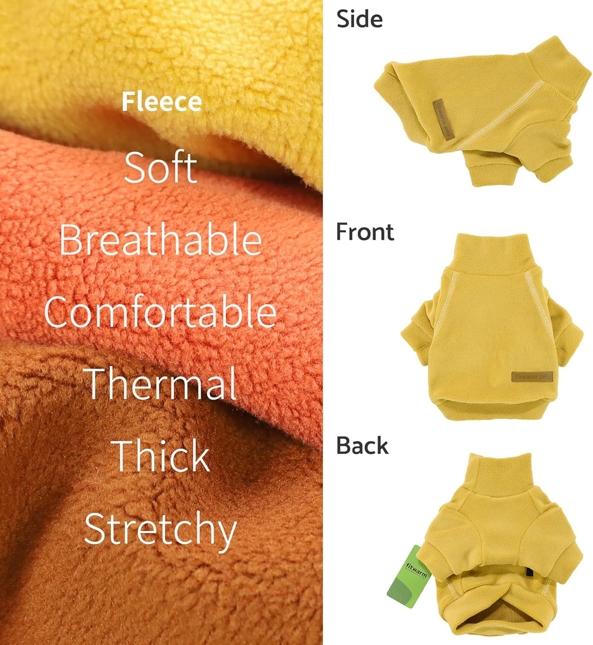 Fitwarm 3 Pack Classic Fleece Dog Sweater, Turtleneck Dog Sweatshirt, Winter Clothes for Small Dogs