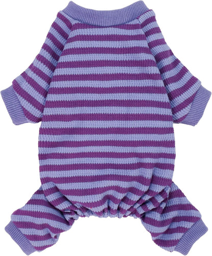Fitwarm Purple and Violet Striped Dog Pajamas, Waffle Dog Clothes for Small Dogs Girl Boy, Puppy