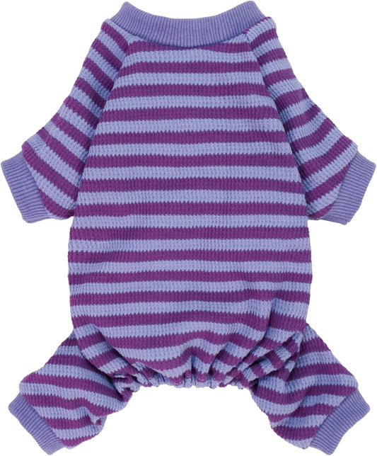 Fitwarm Purple and Violet Striped Dog Pajamas, Waffle Dog Clothes for Small Dogs Girl Boy, Puppy
