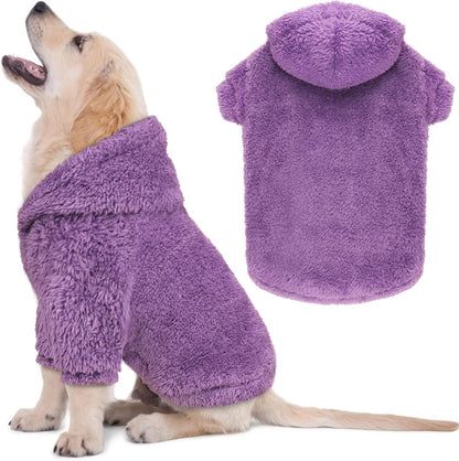 Fuzzy Dog Hoodie Dog Sweaters for Small Dogs Soft Double-Sided Plush Fleece Pet Sweater Pet Clothes