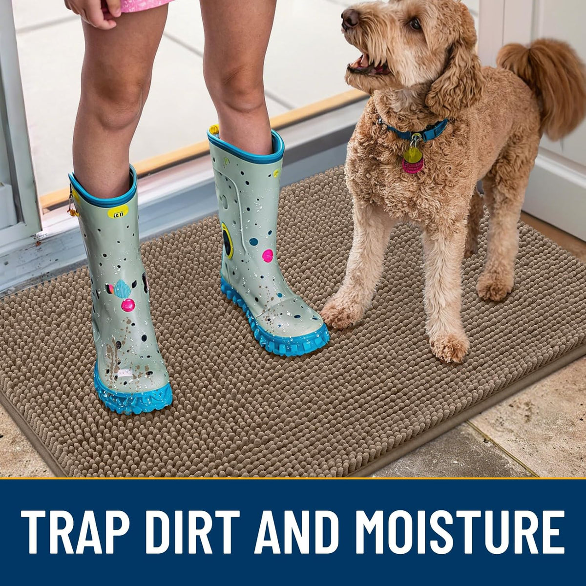 Smiry Dog Door Mat for Muddy Paws 36x24, Absorbs Moisture and Dirt Doormat, Non-Slip Washable Quick