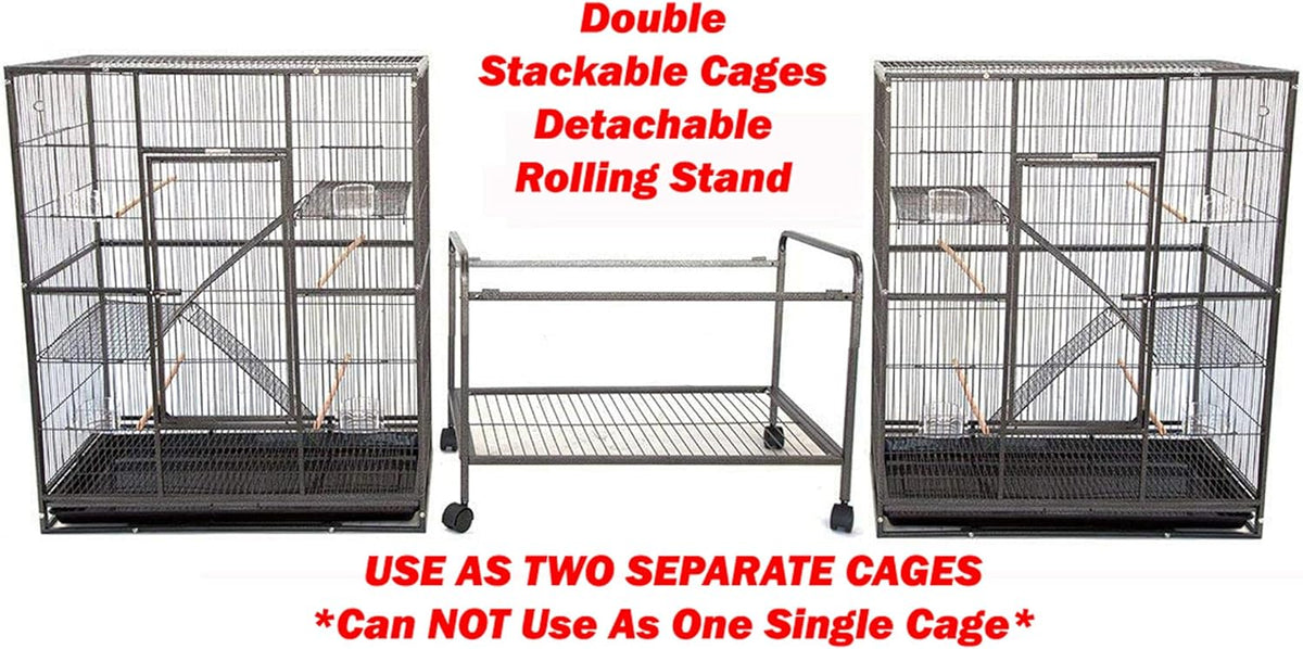 Extra Large Double Stacker Breeding Flight Bird Wrought Iron Separate Parrot Bird Cage Side Nesting