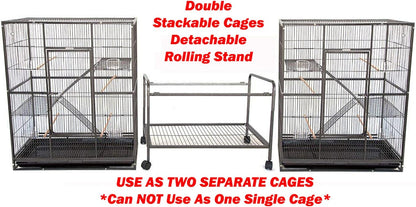 Extra Large Double Stacker Breeding Flight Bird Wrought Iron Separate Parrot Bird Cage Side Nesting