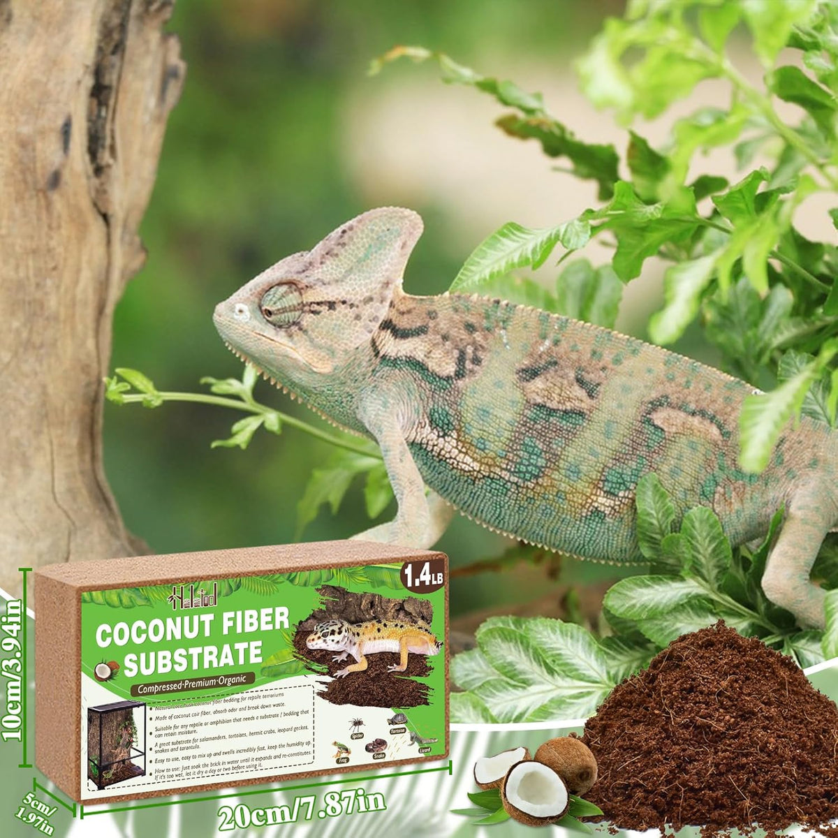 Halatool 8Pack Compressed Coconut Fiber Substrate for Reptile Natural Premium Coconut Husk