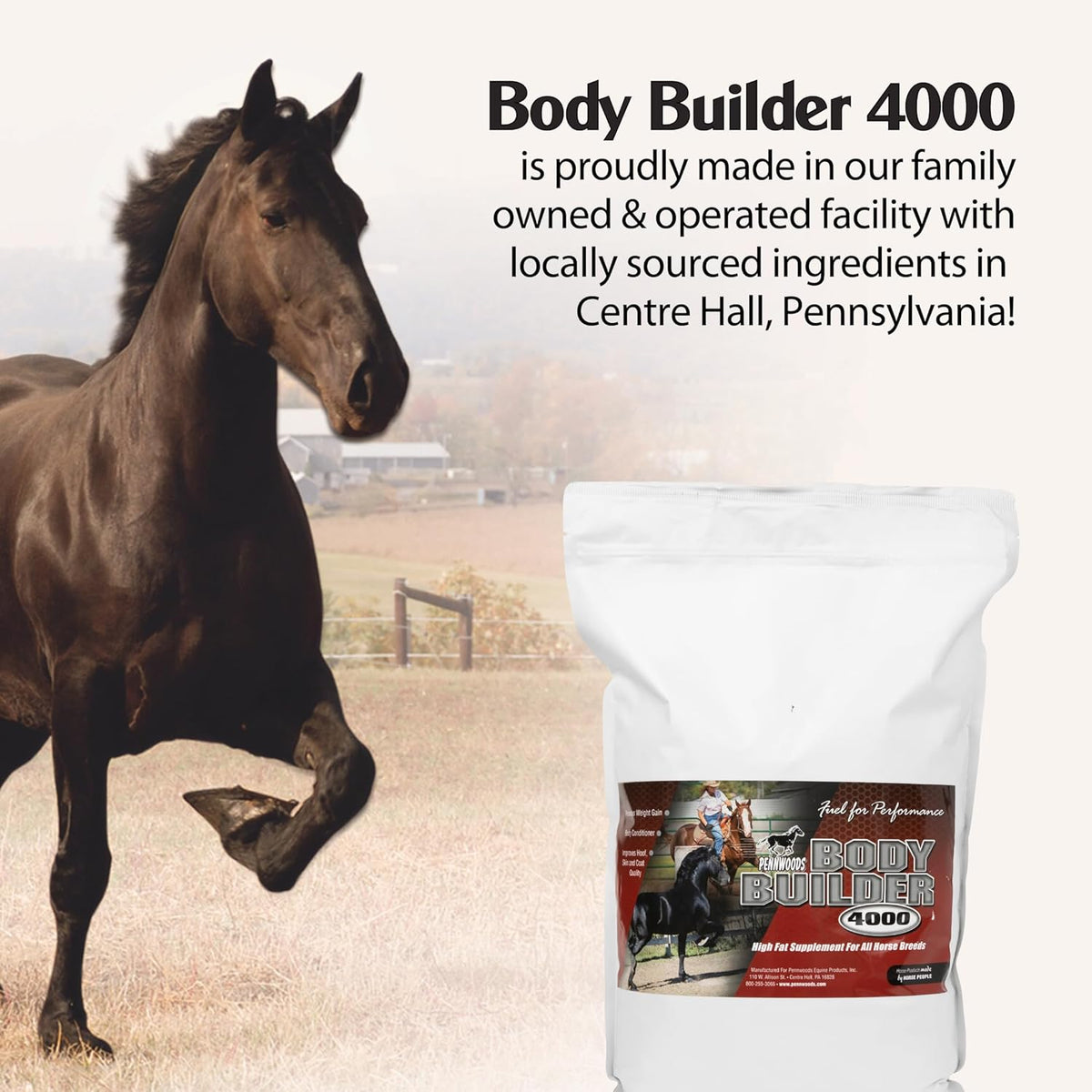 Body Builder 4000, Horse Weight Gain Supplement, High Fat and Energy Horse Weight Builder with Body
