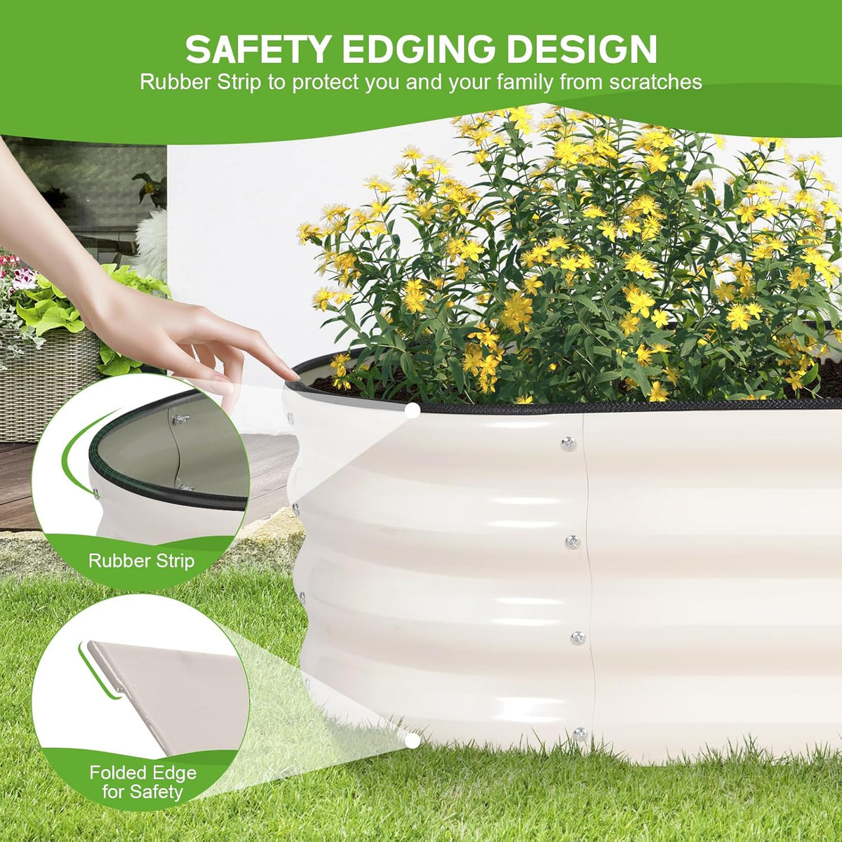 Galvanized Raised Garden Bed - 8×2×1ft Planter Raised Beds for Gardening | Oval Metal Garden