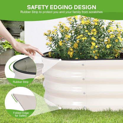 Galvanized Raised Garden Bed - 8×2×1ft Planter Raised Beds for Gardening | Oval Metal Garden