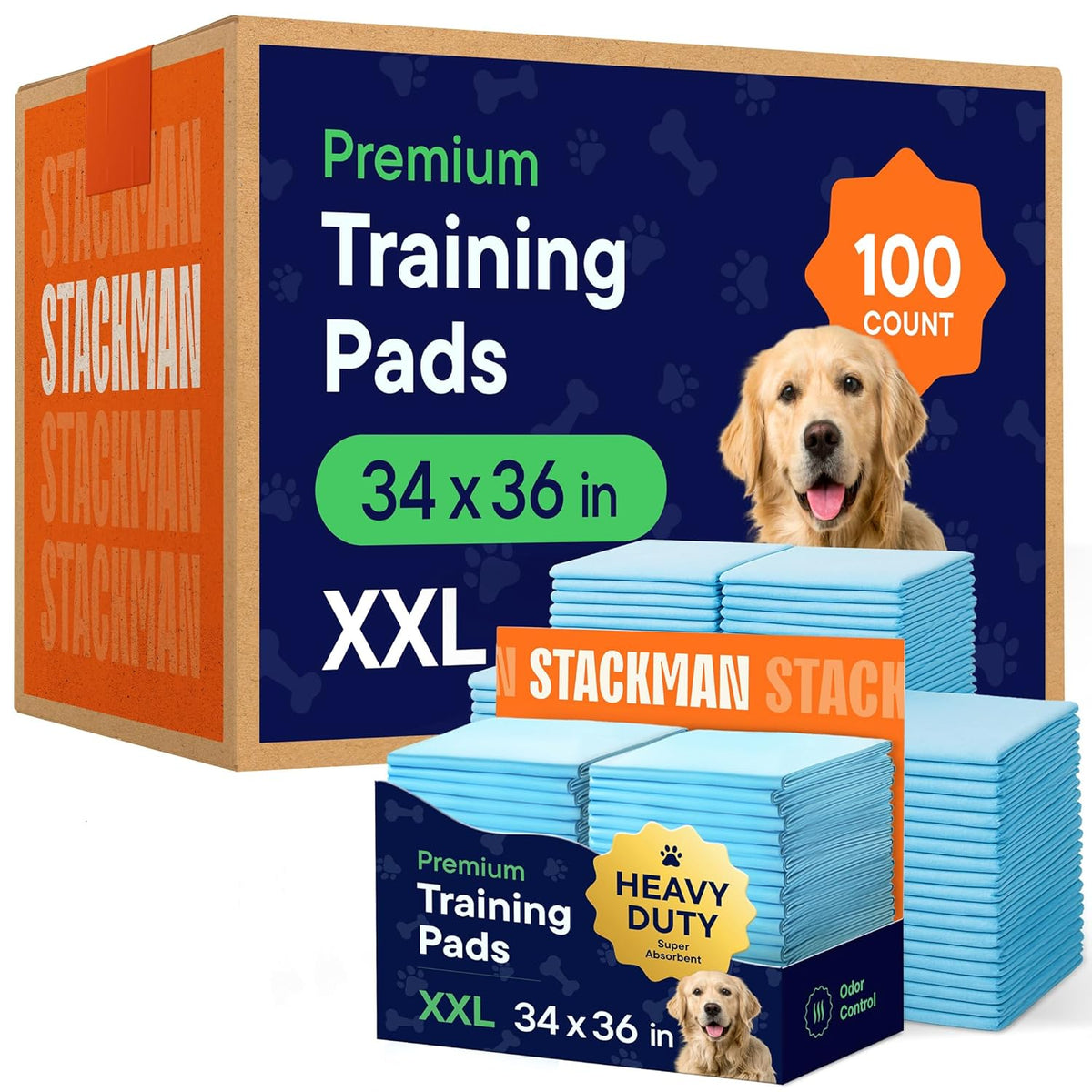 Puppy Pads Pet Pee Pads 34" x 36" [100-Count] Pet Training Disposable Pads, Extra Large Breed