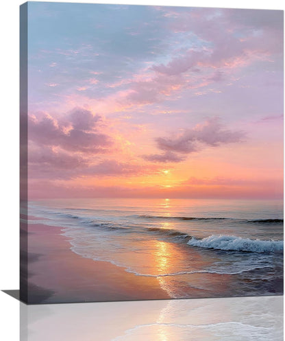 Beach Sunset Wall Art Ocean Coastal Scenery Wall Decor Seascape Picture Canvas Landscape Painting