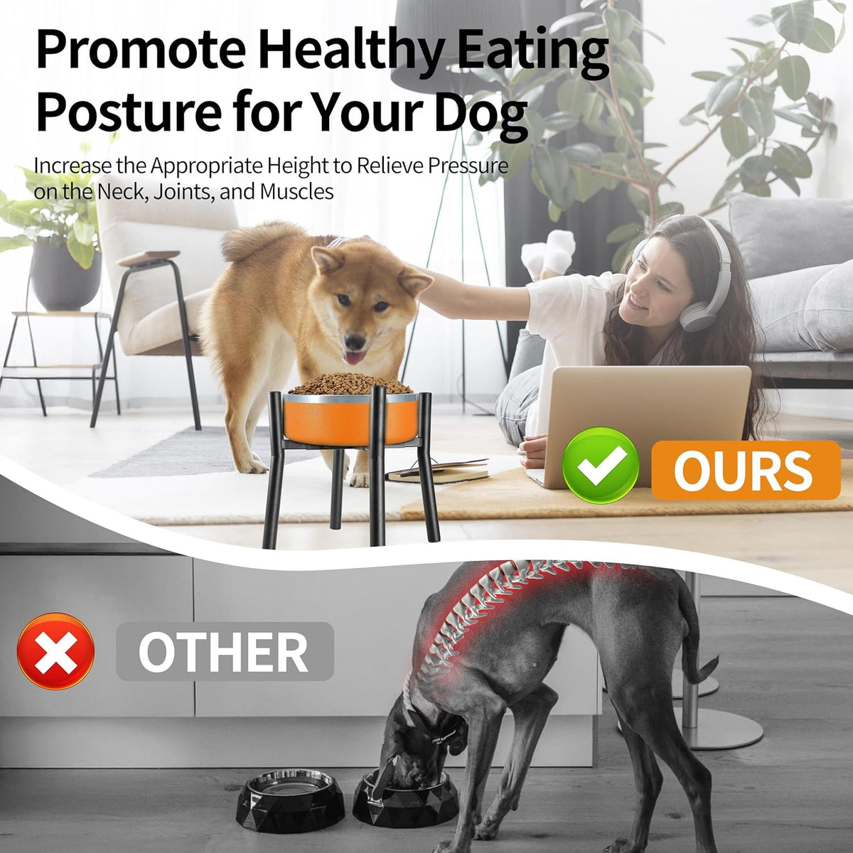 Lifted Dog Bowl Stand - Without Bowls, Single Raise Pet Food Table Adjustable Wide 7-11", Tall 12"