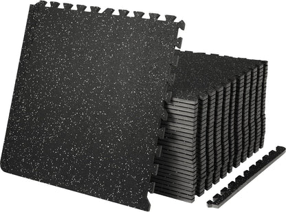 VEVOR 0.56 inch Thick 25 PCS 100 sq.ft Gym Floor Mats, 25" x 25" EVA Foam & Rubber Gym Flooring