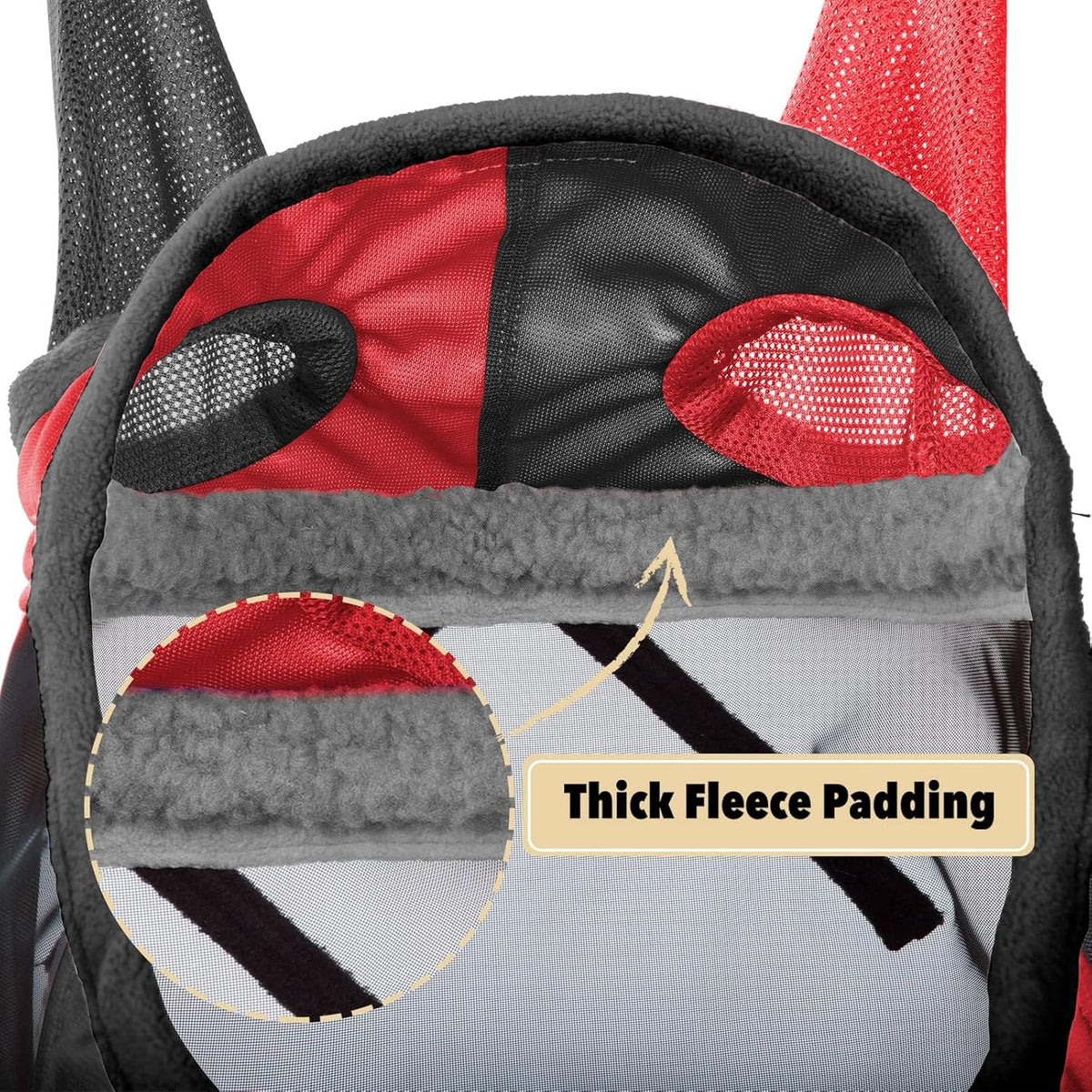 Harrison Howard Pro Luminous Horse Fly Mask Standard with Ears UV Protection for Horse Scarlet