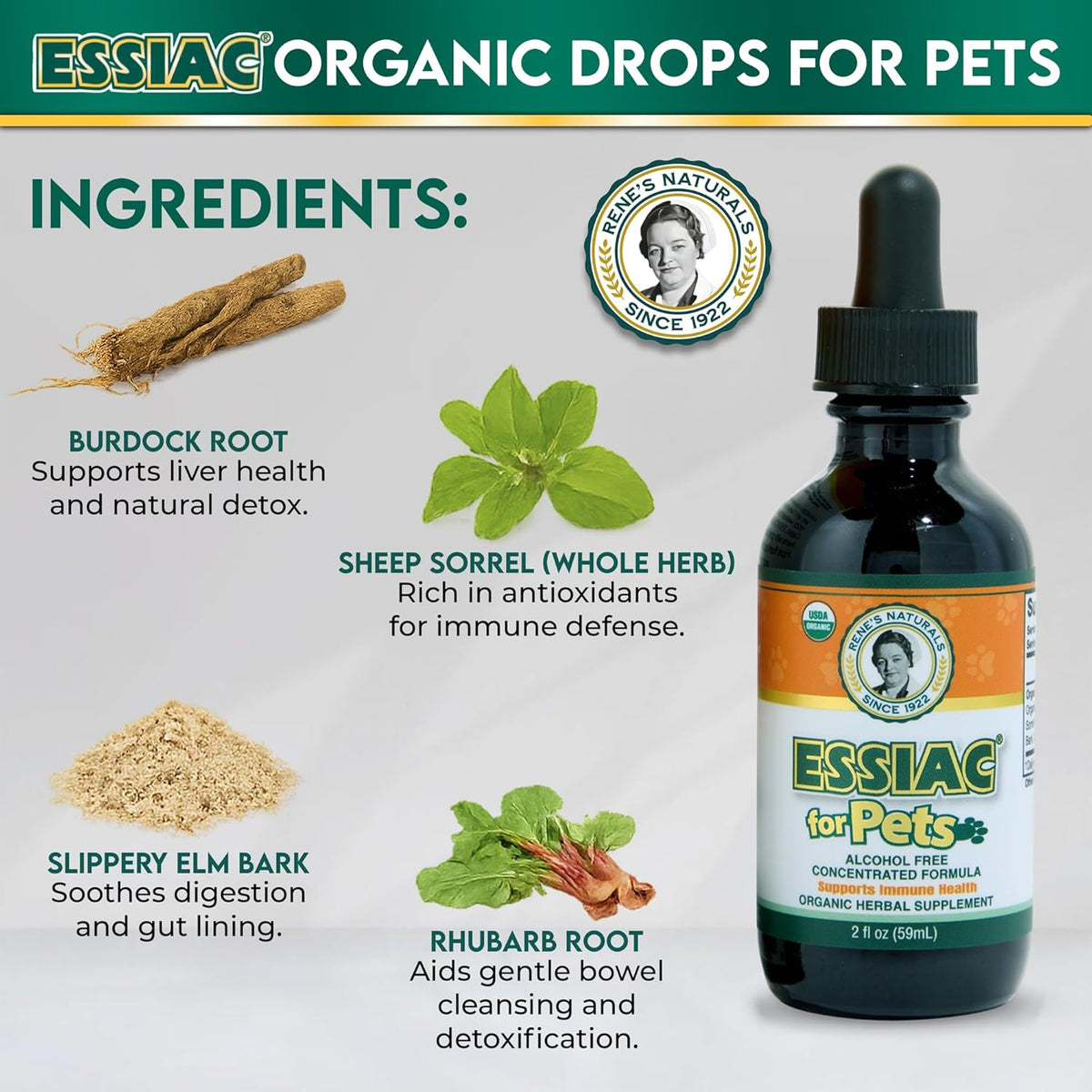 Essiac for Pets | USDA Organic | Daily Drops for Immune Support and Longevity | Pre-Measured