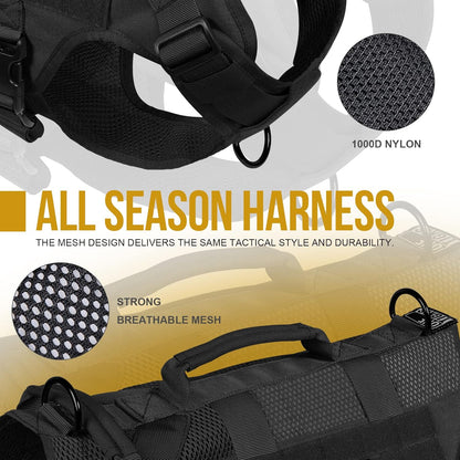 OneTigris Tactical Dog Harness for Small Dogs, No Pull Small Dog Vest Harness with Handles