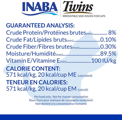 INABA Twins for Cats, Side Dish/Topper Cups, 1.23 Ounces per Serving, 16 Servings, Tuna & Chicken