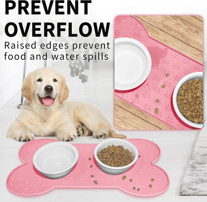 Dog Food Mat Anti-Slip Silicone Dog Bowl Mat Thicker Pet Placemat Waterproof Cat Feeder Pad with