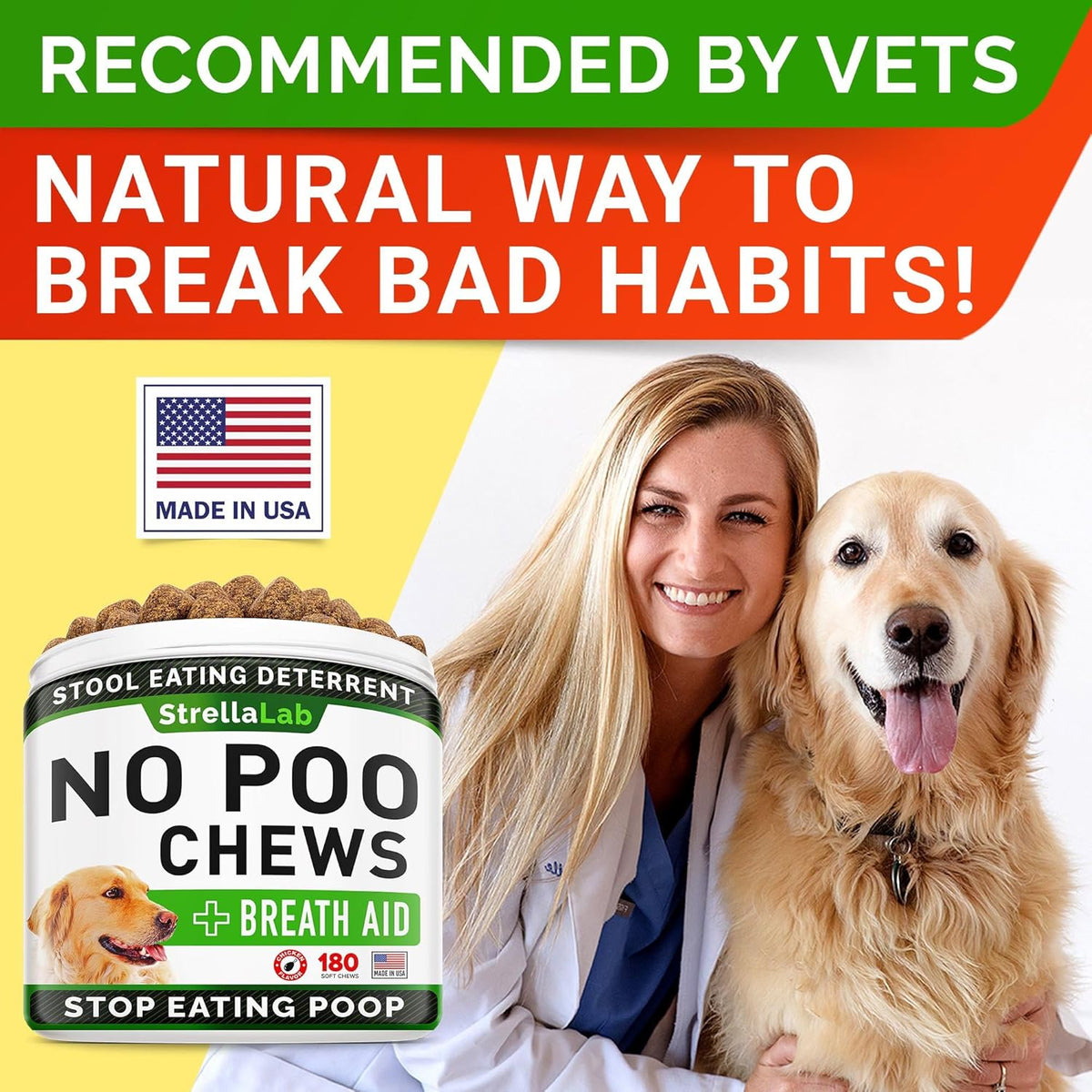STRELLALAB No Poo Chews for Dogs - Coprophagia Deterrent for Dogs - No Poop Eating - Digestive