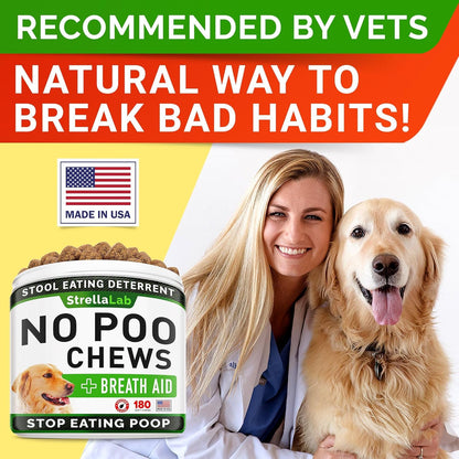 STRELLALAB No Poo Chews for Dogs - Coprophagia Deterrent for Dogs - No Poop Eating - Digestive
