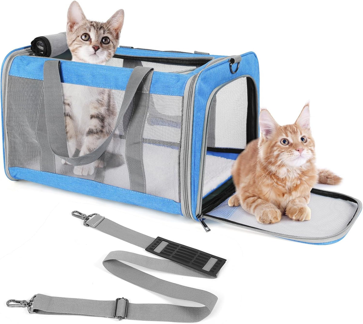 Pet Carrier for Large Cats of 20 Lbs, Collapsible Carrier Bag for Big Cat or 2 Kittens,Soft Sided