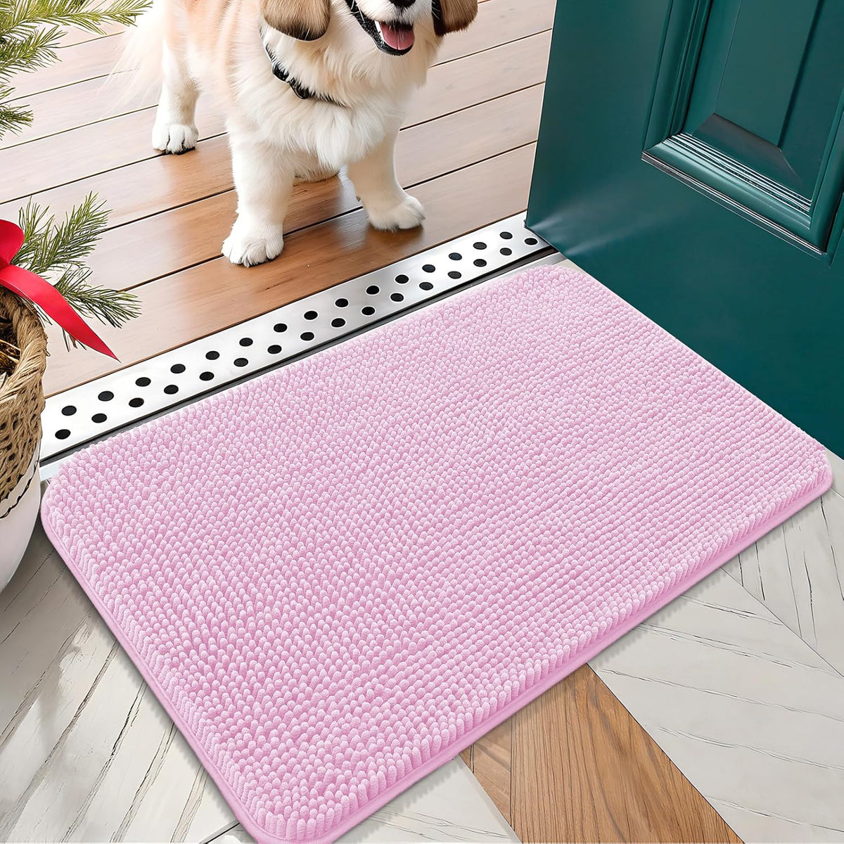 OLANLY Dog Door Mat for Muddy Paws 24x16, Absorbs Moisture and Dirt, Absorbent Non-Slip Washable