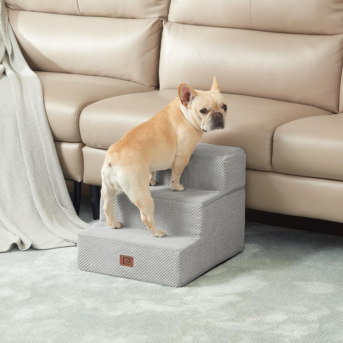 EHEYCIGA Dog Stairs for Small Dogs 13.5" H, 3-Step Dog Steps for Couch Sofa and Chair, Pet Steps