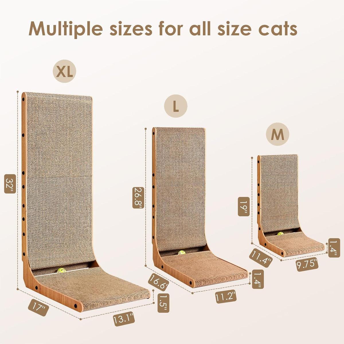 EHEYCIGA Cardboard Cat Scratcher for Indoor Kitten Cats, 19 Inch L Shaped Vertical Cat Scratching