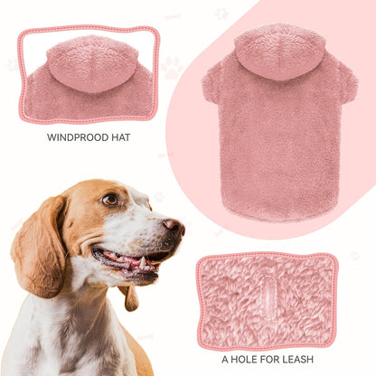 Fuzzy Dog Hoodie Dog Sweaters for Large Dogs Soft Double-Sided Plush Fleece Sweater Clothes Coats