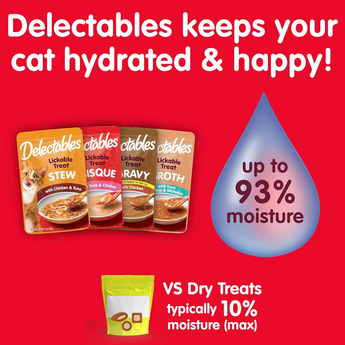 Hartz Delectables Bisque Lickable Wet Cat Treats with Tuna & chicken, Senior Cats 10+ years, 1.4