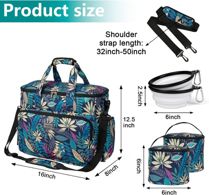 BAGLHER Dog Travel Bag, Pet Travel Bag (ALL Pet Travel Supplies), With 2 Pet Food Containers and 2