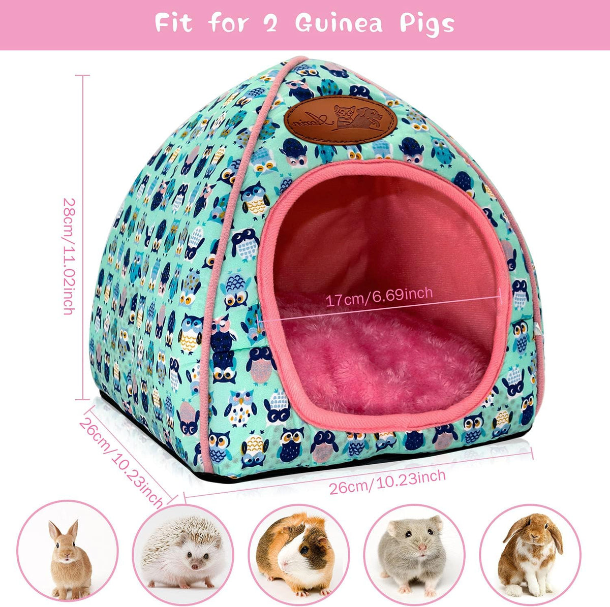 BWOGUE Guinea Pig House Bed Cozy Hamster Cave Large Hideout for Dwarf Rabbits Hedgehog Bearded