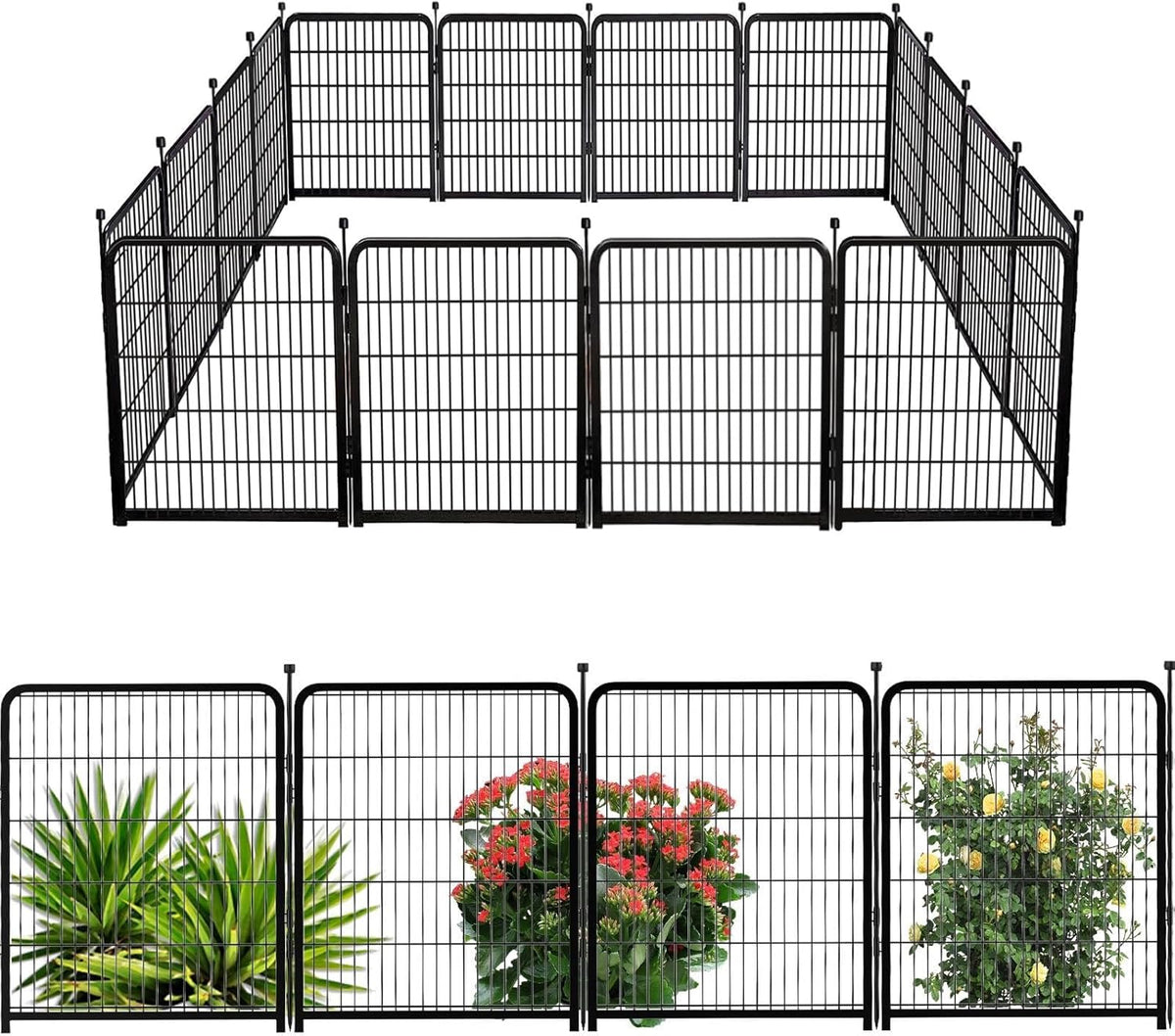 Garden Fence 40 Inch 14 Panels Without Gate, Total 31 Ft(L) Garden Fence for Yard and Dog, Black