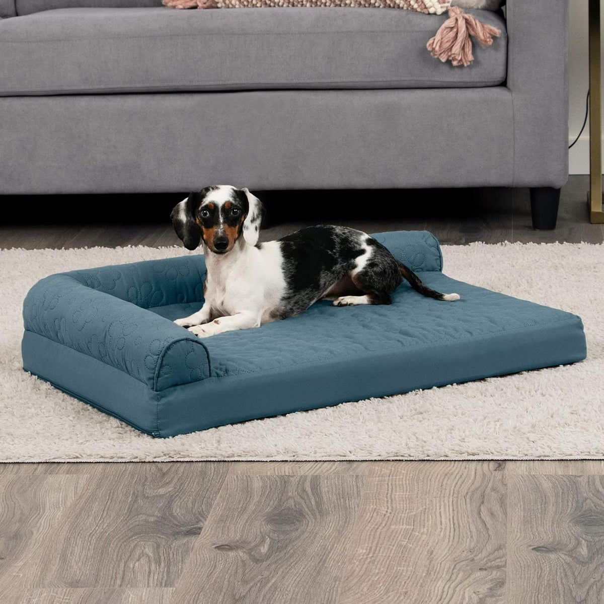 Furhaven Cooling Gel Dog Bed for Medium/Small Dogs w/ Removable Bolsters & Washable Cover, For Dogs