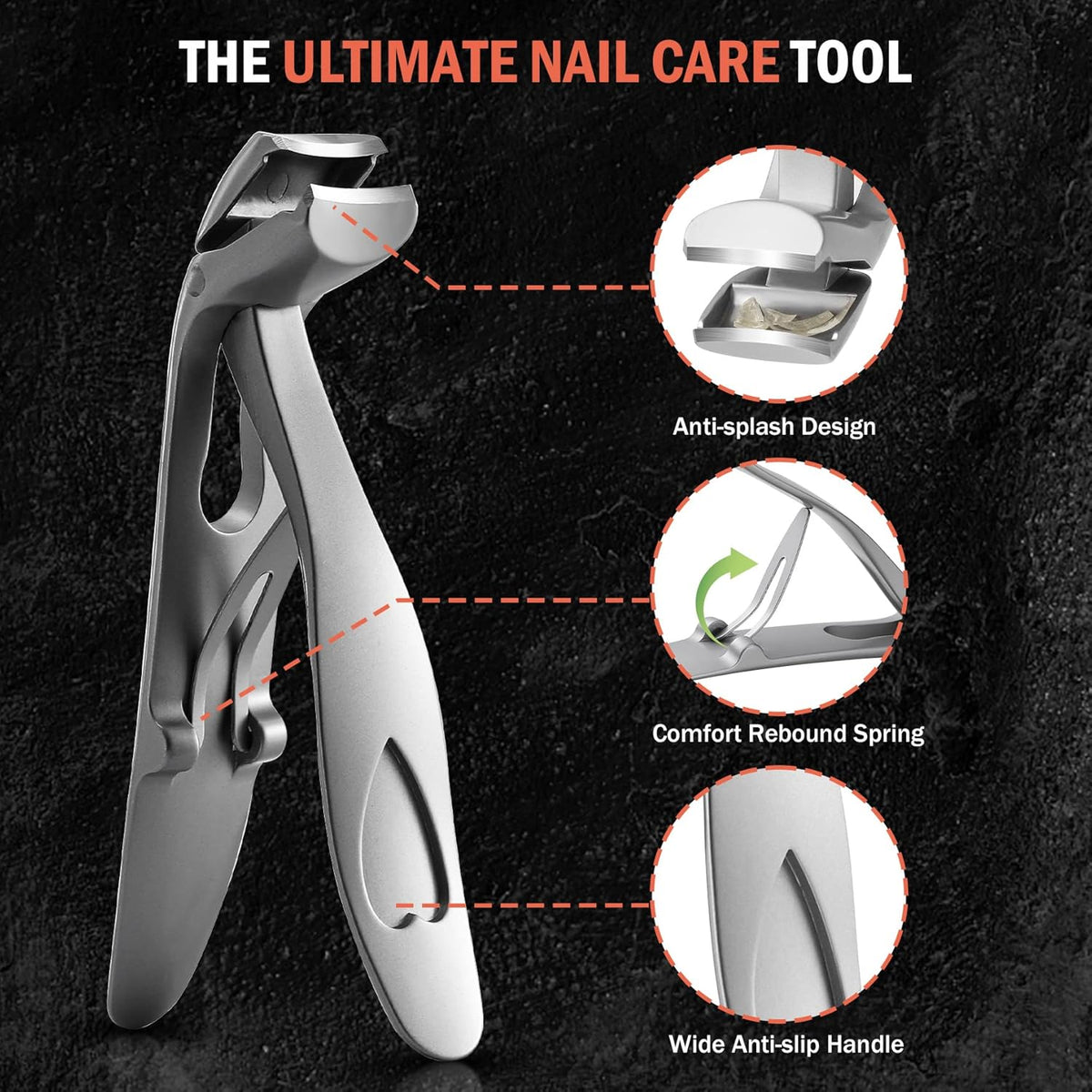 BEZOX Angled Head Nail Clippers for Seniors - Ergonomic Toenail Clipper for Thick Nails, Premium