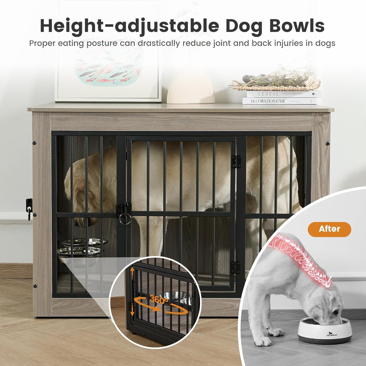 Gardner Pet Dog Crate Furniture for Small Dog, 27.2 Inches Dog Kennel Indoor, Wooden Dog Cage End