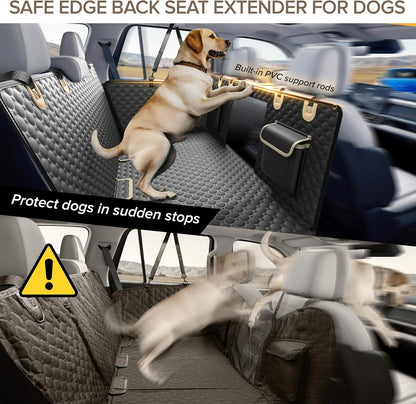 Back Seat Extender for Dogs, PVC Rods Support and Hard Bottom Car Seat Cover for Dogs, Heavy Duty