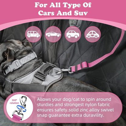 BWOGUE 2 Packs Dog Cat Safety Seat Belt Strap Car Headrest Restraint Adjustable Nylon Fabric Dog