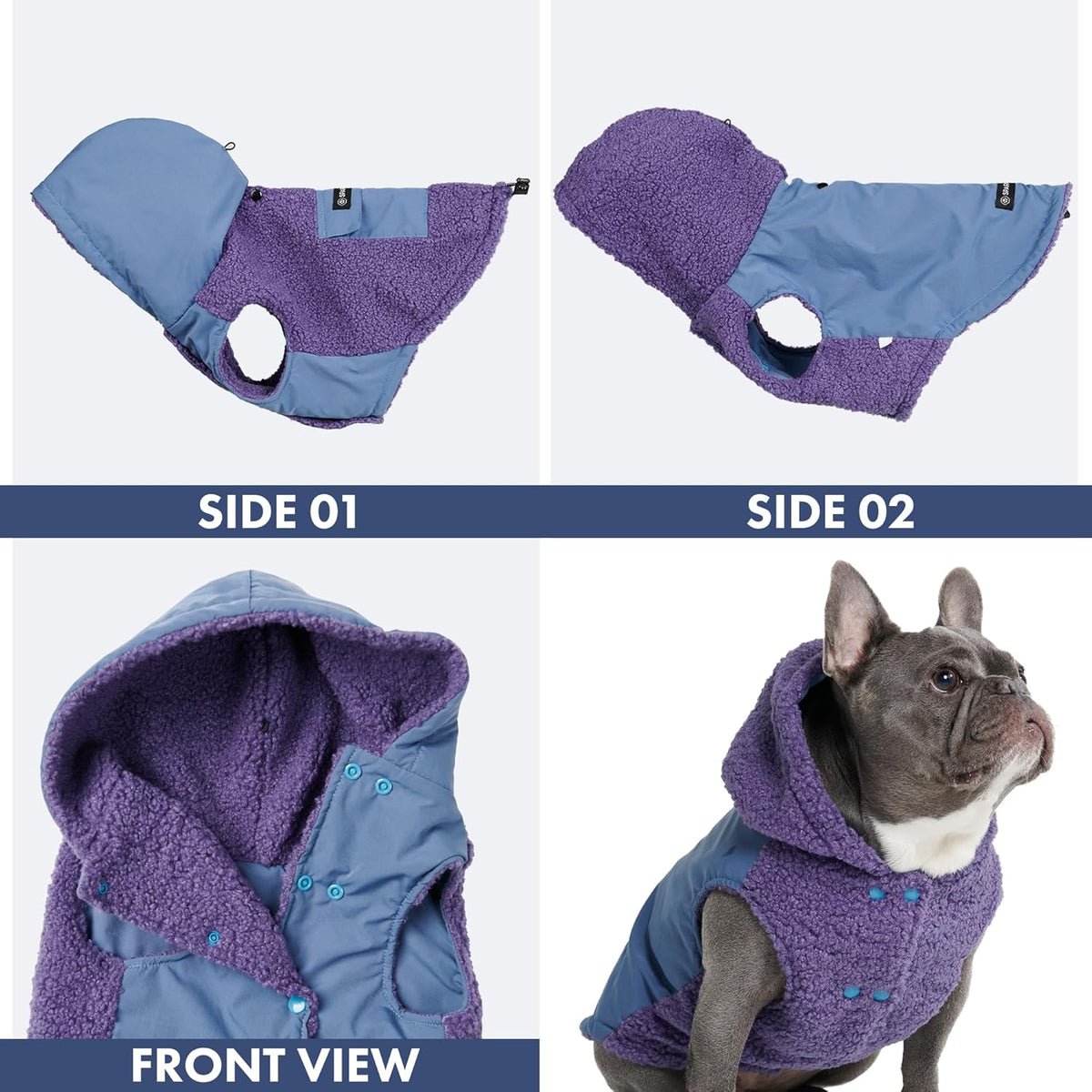 Spark Paws Reversible Dog Sweater, Sherpa Jacket Vest with Warm Fleece Lining, Warm Coat for